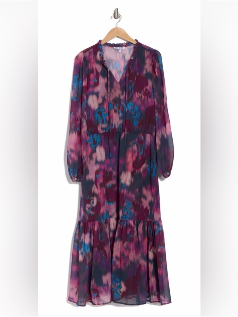 Steve Madden Plum & Blue Floral Long-Sleeve Dress